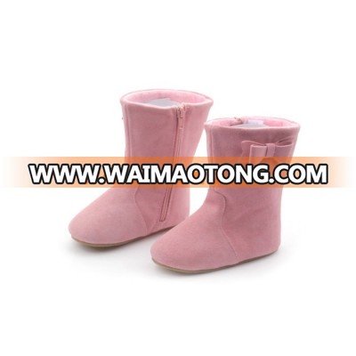 Rubber Sole Toddler Shoes Winter Warm Plush Leather Kids Boots